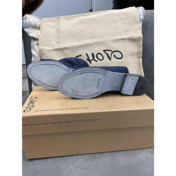 NEW SHOTO suede navy slides in navy - Picture 4 of 5